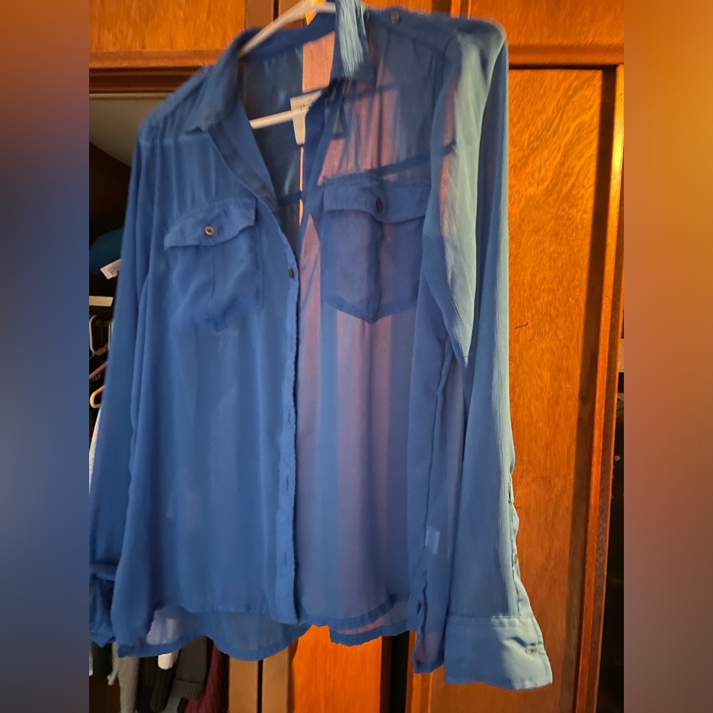 Abercrombie sheer long sleeve button up shirt